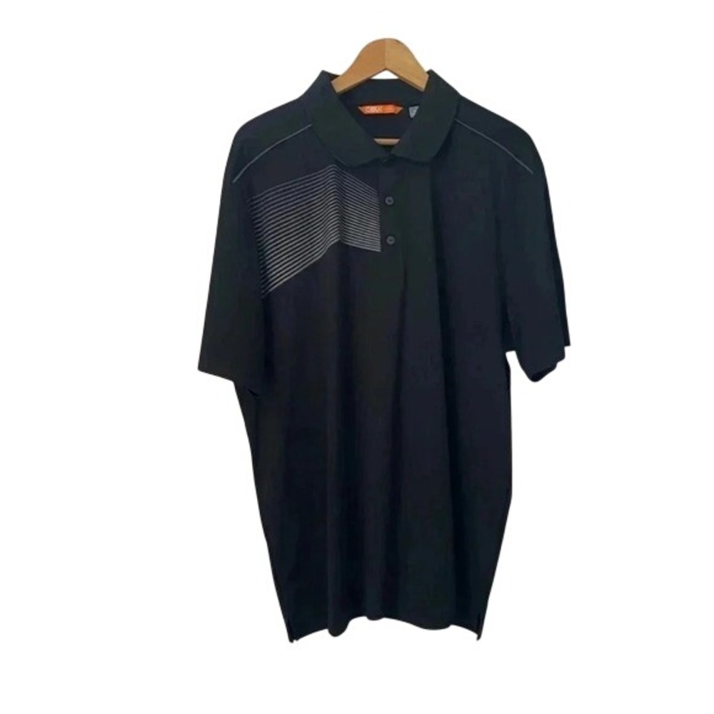 CBUK Cutter & Buck Mens XL Black Graphic Golf Polo Shirt Short Sleeve - Picture 2 of 12
